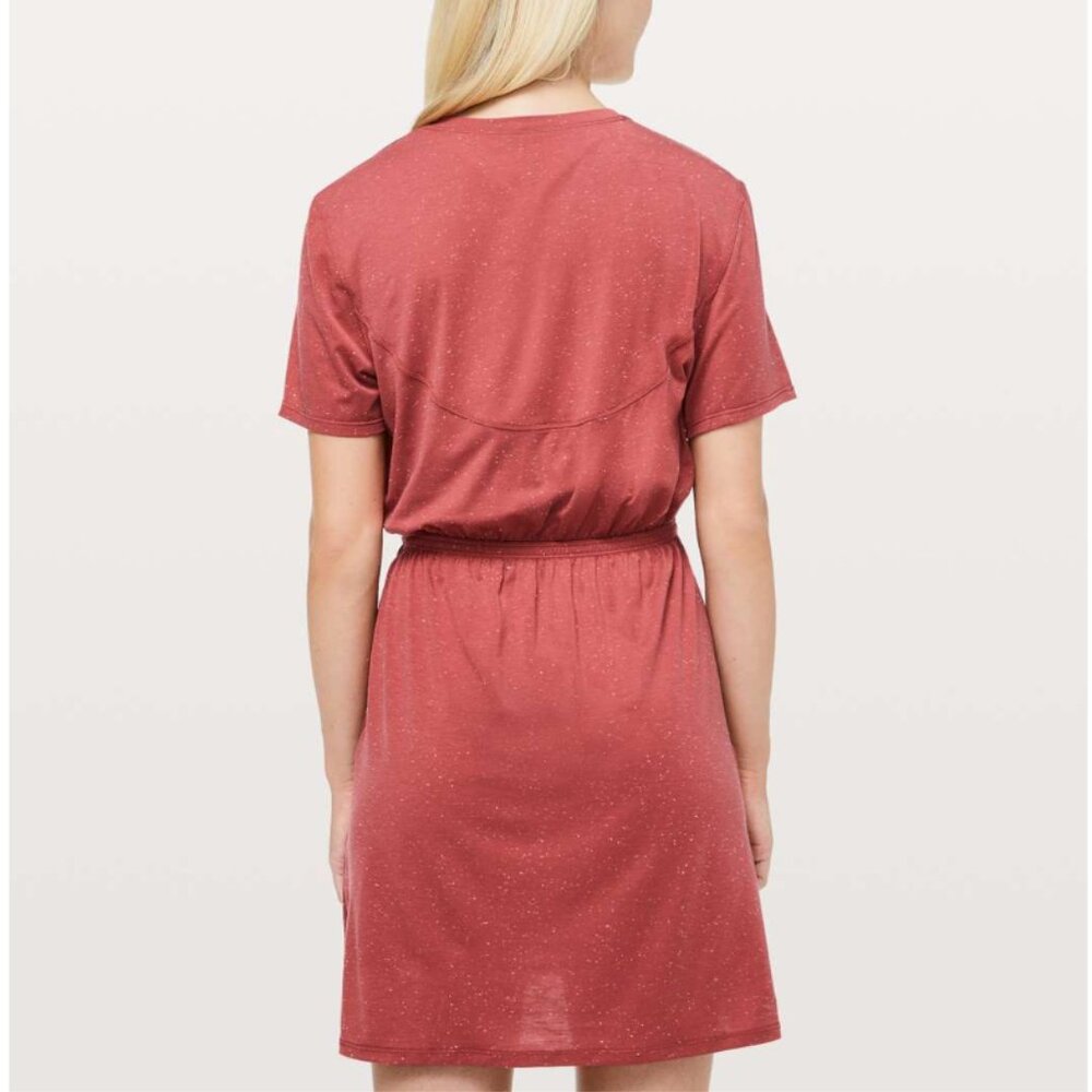 Lululemon Unwind Your Mind Dress Brick Rose / White - Picture 2 of 10